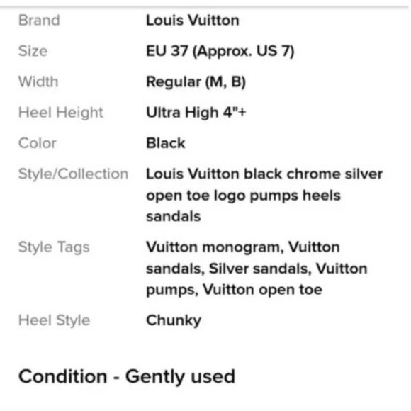 L Vuitton black chrome silver open toe logo pumps - Picture 7 of 7